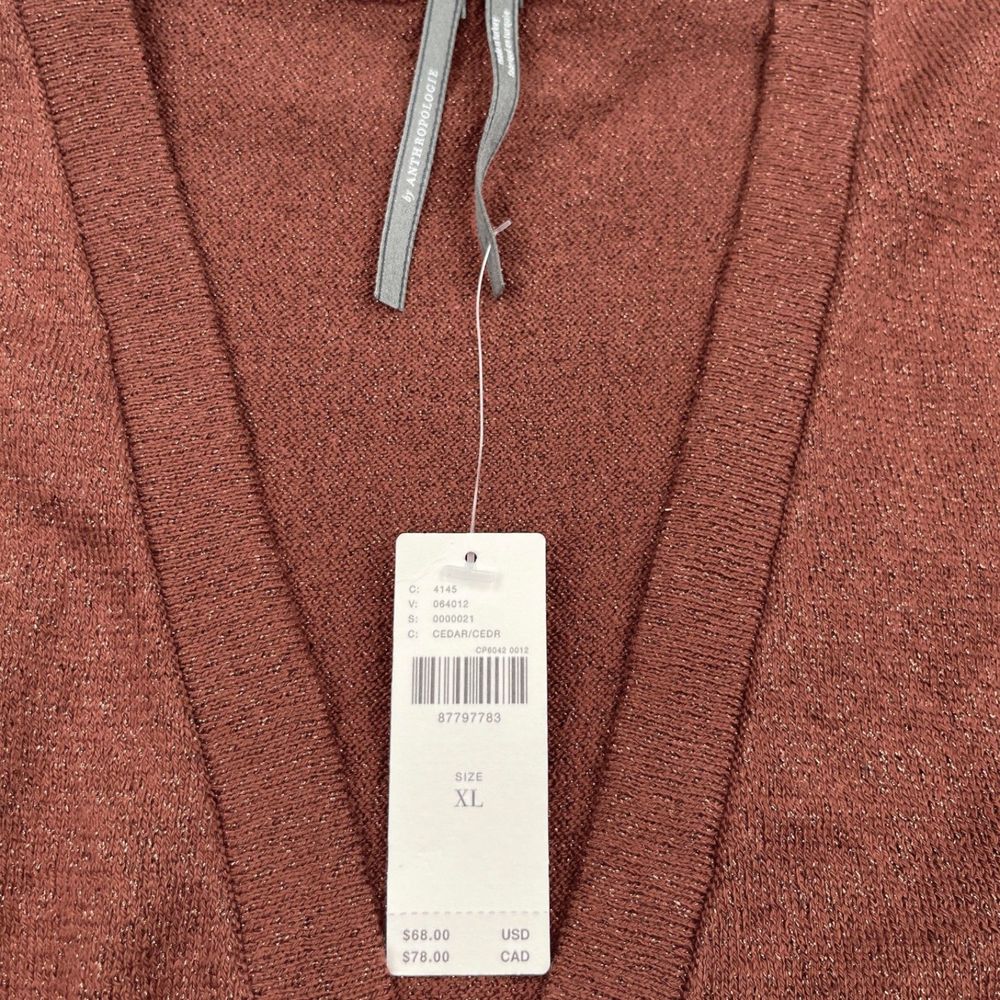 NWT Anthropologie Metallic Twist Front Open Crop Top in Cedar Women's Size XL - Picture 5 of 12